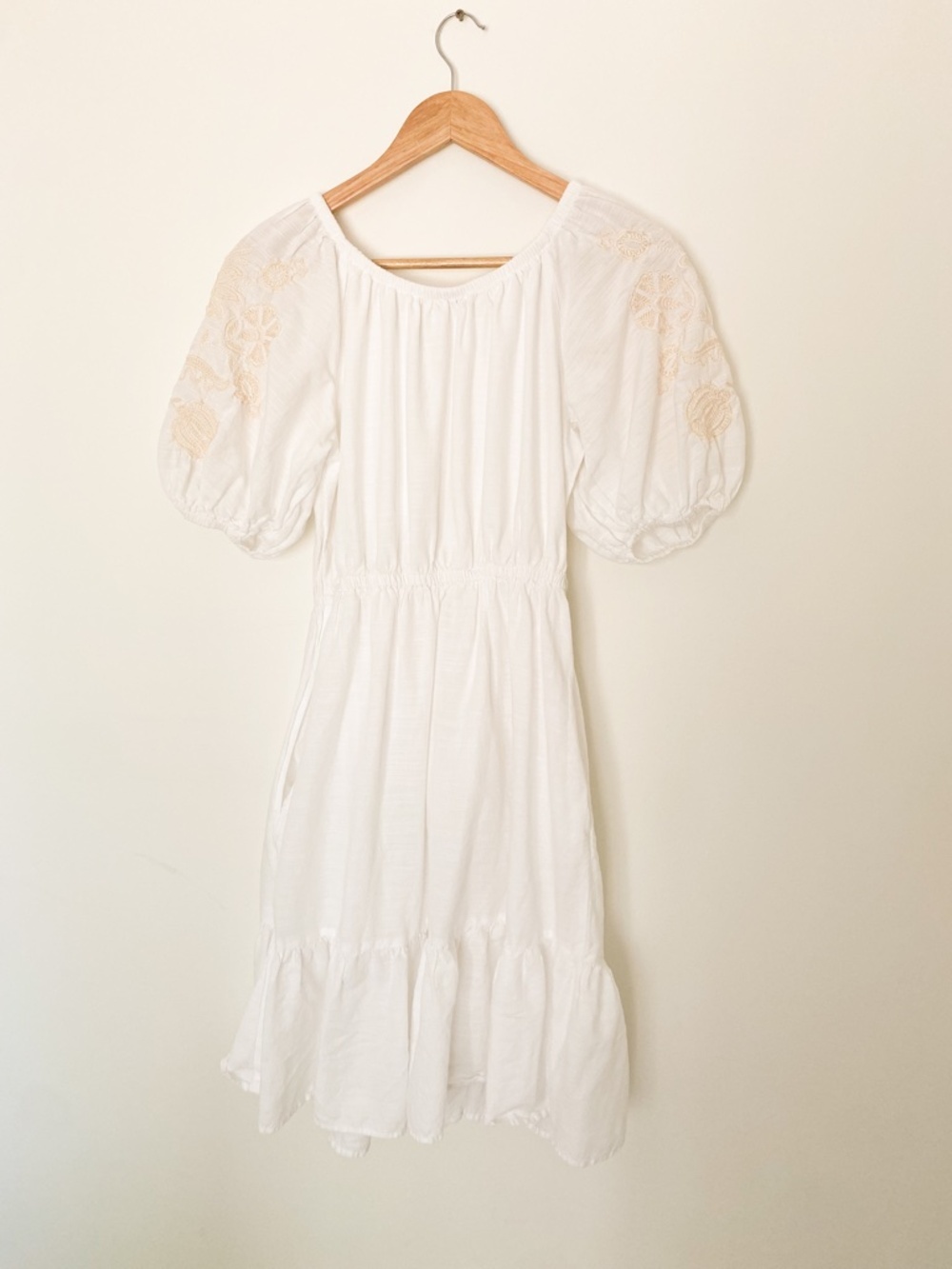 KNOX ROSE White Embroidered Midi Dress | 100% Cotton Boho Prairie Dress - Picture 3 of 8